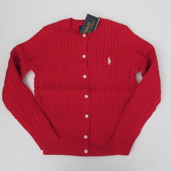 ralph lauren red cardigan